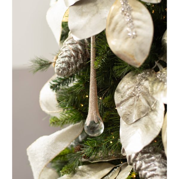 10  Glittered Teardrop Icicle Ornament: Champagne Gold Online