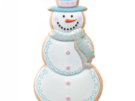 12  Metal Embossed Hanger: Snowman Cookie Pink & Blue Online now