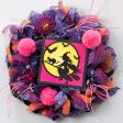 10  Square Wooden Sign: Witch Flying in Moon on Pink For Discount