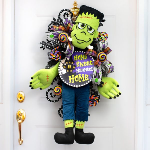 12  Plush Frankie Frankenstein Head Wreath Accent For Discount