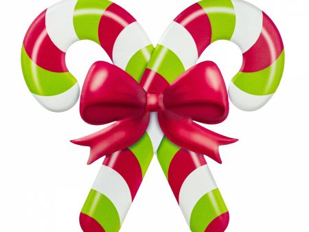 13  Metal Embossed Hanger: Red, White & Green Candy Canes Hot on Sale