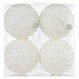 100mm Sequin & Glitter Ball Ornaments: White (Box of 4) Online Sale