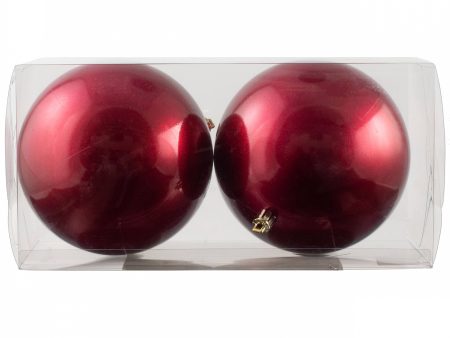 120MM Plastic Ball Ornament: Candy Apple Burgundy (Set of 2) Fashion