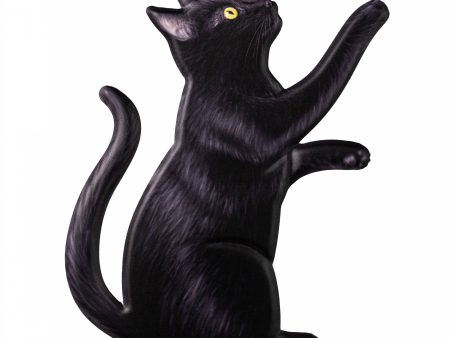 12  Metal Embossed Hanger: Pawing Black Cat on Sale