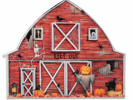 12  Metal Embossed Hanger: Haunted Halloween Barn Online Sale