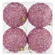 100mm Sequin & Glitter Ball Ornaments: Pale Pink (Box of 4) Fashion