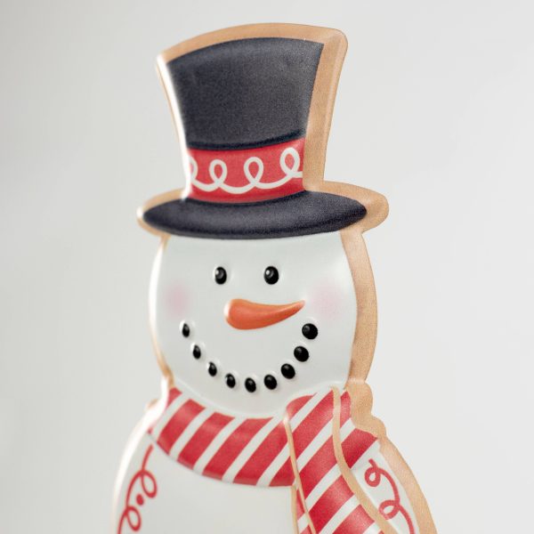 12  Metal Embossed Hanger: Snowman Cookie Red & White Hot on Sale