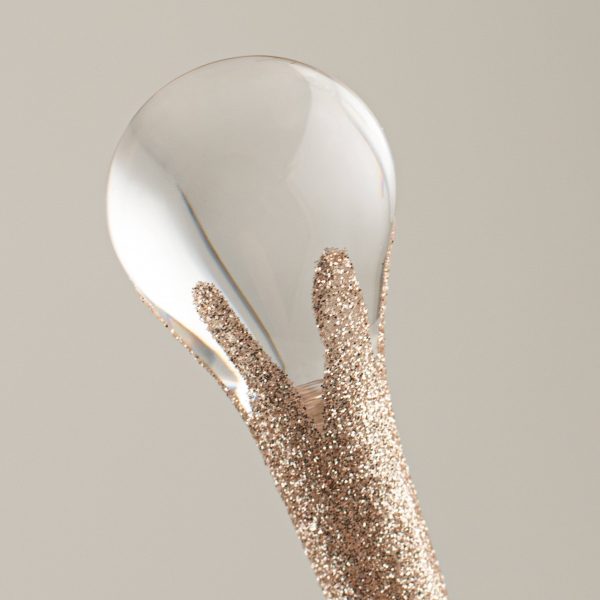 10  Glittered Teardrop Icicle Ornament: Champagne Gold Online