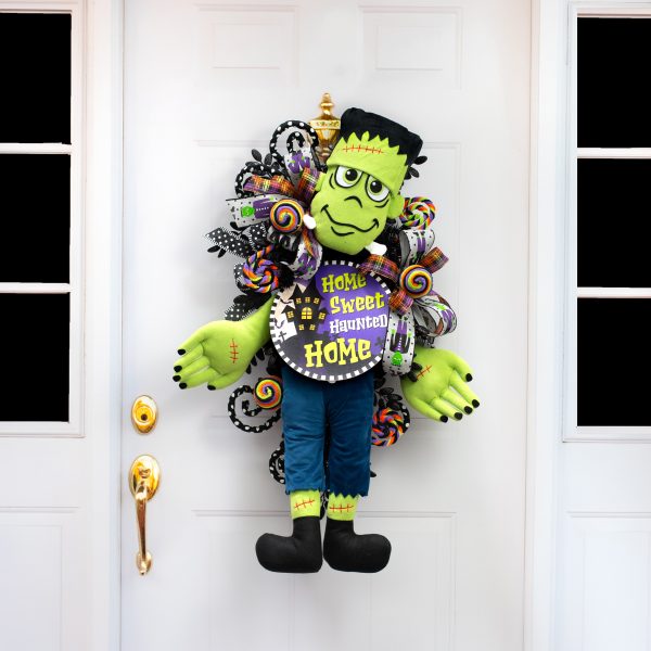 12  Plush Frankie Frankenstein Head Wreath Accent For Discount