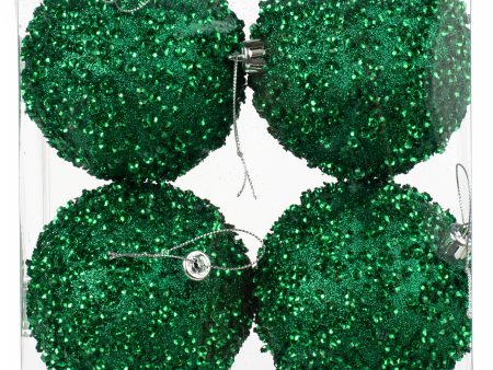 100mm Sequin & Glitter Ball Ornaments: Jadeite Green (Box of 4) Fashion