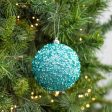 100mm Sequin & Glitter Ball Ornaments: Ice Blue (Box of 4) Supply