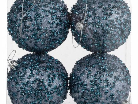 100mm Sequin & Glitter Ball Ornaments: Smoke Blue (Box of 4) Fashion