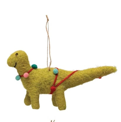 5 H Wool Felt Dinosaur Ornament w  Seasonal Accessories, Multi Color, 4 Styles Sale