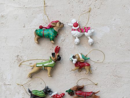 Resin Dog Ornament In Winter Clothes, 6 Styles Supply