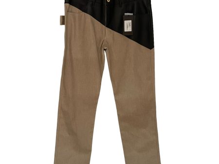 BOTTEGA VENETA Straight Pants 48 Cotton BEG HALF LEATHER HALF DENIM Hot on Sale