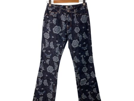 ozone community Bootcut Pants M Indigo Cotton All Over Print  Supply