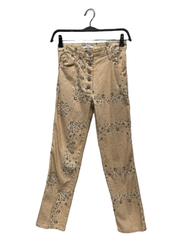 MIAOU Straight Pants 25 Paisley Cotton BEG  Fashion