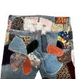 KAPITAL Bootcut Pants 36 Denim BLU Button Fly All Over Print PATCHWORK PANTS For Sale