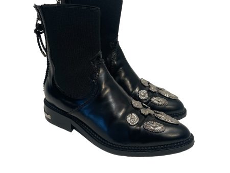 TOGA PULLA Boots US 6 Leather BLK AJ990 - Black Polo For Sale