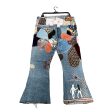 KAPITAL Bootcut Pants 36 Denim BLU Button Fly All Over Print PATCHWORK PANTS For Sale