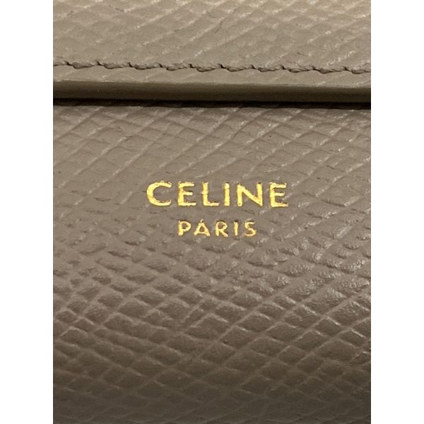 CELINE Trifold Wallet Gray Leather  Hot on Sale