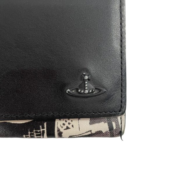 Vivienne Westwood Long Wallet All Over Print Leather BLK B&W GRAPHIC on Sale