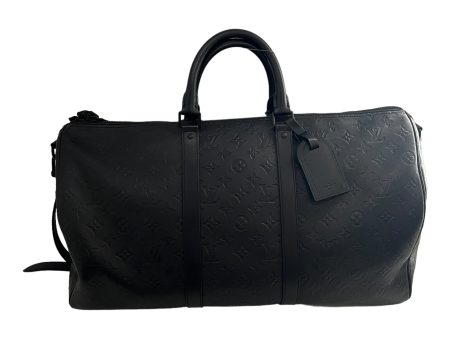 LOUIS VUITTON Bag Monogram Leather BLK Keepall Bandouliere For Sale