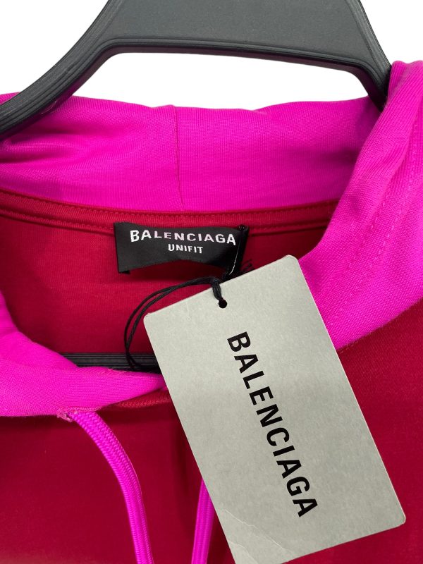 BALENCIAGA Hoodie XS Graphic Cotton RED YOUR LOGO HERE   PINK SLEEVES Discount