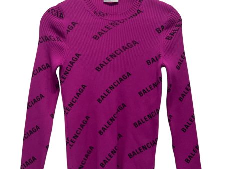 BALENCIAGA Sweater M All Over Print Cotton PPL L S crewneck jumper Supply