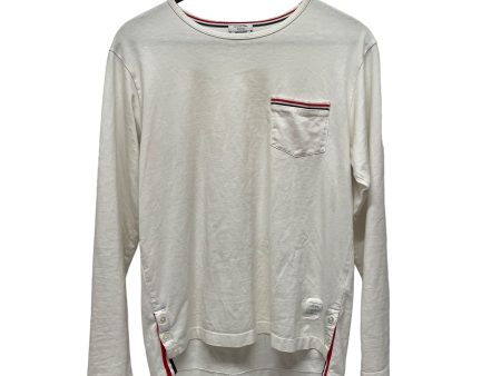 THOM BROWNE. NEW YORK LS T-Shirt 2 Cotton WHT Long Sleeve Pocket Tee Supply