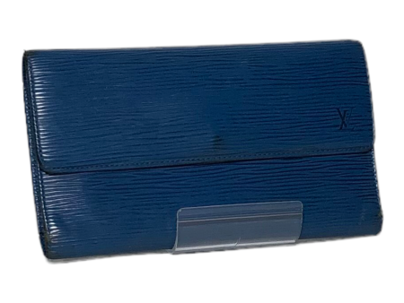 LOUIS VUITTON Long Wallet Leather BLU For Discount