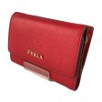 FURLA BABYLON Trifold Wallet RED Leather Plain For Sale