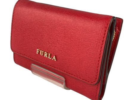 FURLA BABYLON Trifold Wallet RED Leather Plain For Sale