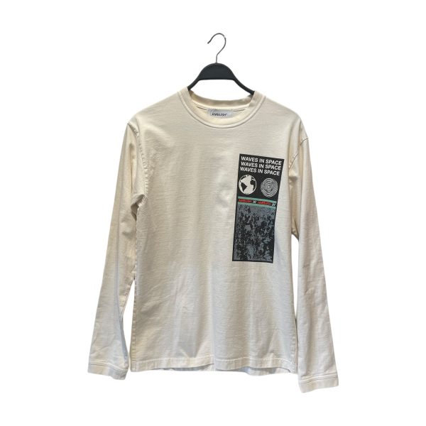 AMBUSH LS T-Shirt 1 Cotton WHT Graphic waves in space For Sale