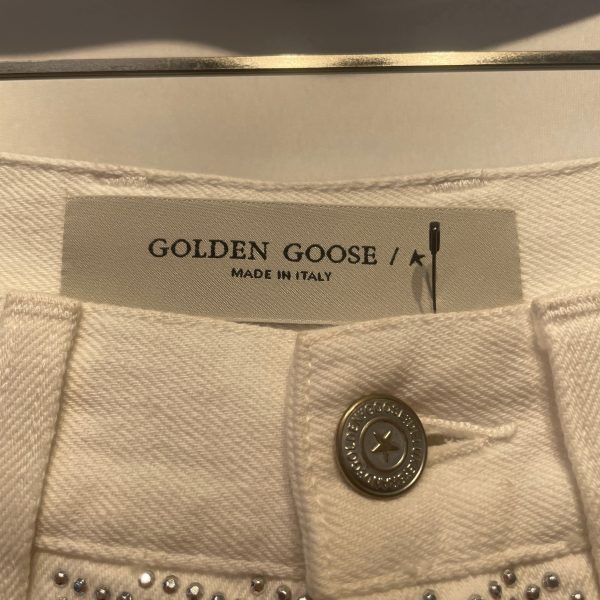 GOLDEN GOOSE Wide Leg Pants 25 Denim WHT crystal pants For Discount