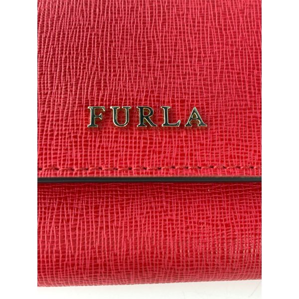 FURLA BABYLON Trifold Wallet RED Leather Plain For Sale