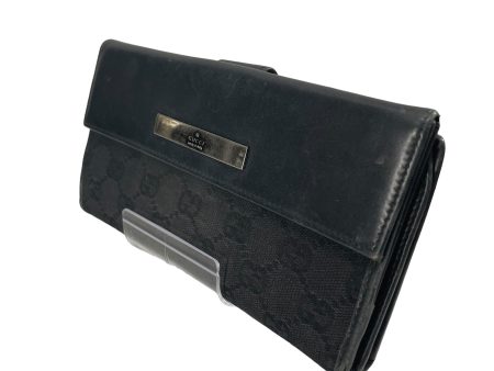 GUCCI Long Wallet Leather BLK SILVER RECTANGLE Online Sale