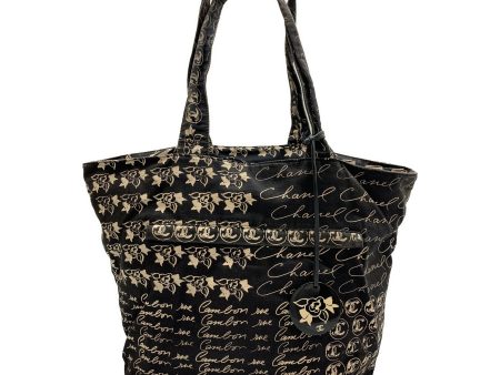 CHANEL Tote Bag Black Cotton All Over Print LUXB  Online now