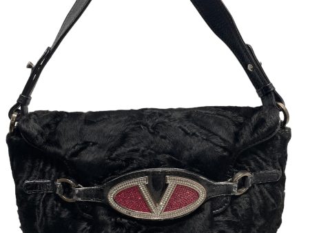 VALENTINO Clutch Bag OS Plain Fake Fur BLK   Online Sale