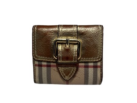 BURBERRY Trifold Wallet Monogram Leather GLD Gold Foil Cheap