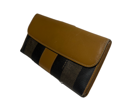 FENDI Trifold Wallet Stripe Leather BRW  Online now