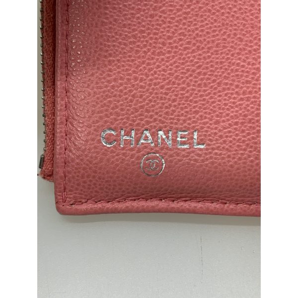 CHANEL Trifold Wallet Pink Leather  Online Hot Sale