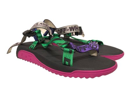 OFF-WHITE Sandals EU 41 Graphic BLK pink soles, green purple stra Online now