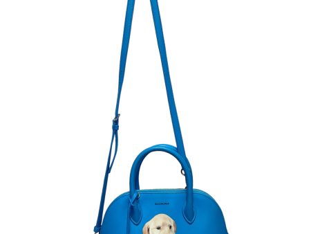 BALENCIAGA Hand Bag OS Leather BLU puppy & kitty ville top handle For Cheap