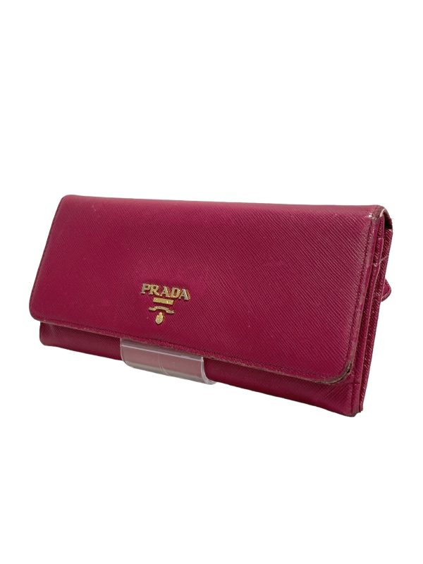 PRADA Bifold Wallet Leather PNK  For Sale