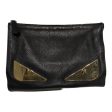 FENDI Clutch Bag Leather BLK MONSTER CLUTCH For Sale