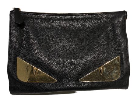 FENDI Clutch Bag Leather BLK MONSTER CLUTCH For Sale