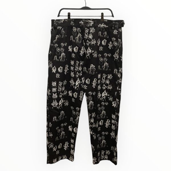 COMME des GARCONS SHIRT Straight Pants M Cotton BLK All Over Print  For Cheap