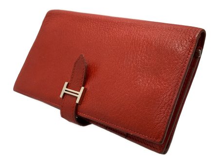 #HERMES Long Wallet RED Leather For Cheap