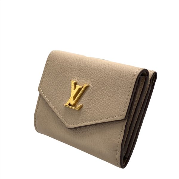 LOUIS VUITTON Trifold Wallet Beige Leather PORTEFEUILLE LOCK MINI_CALFSKIN LEATHER M69340 Online now